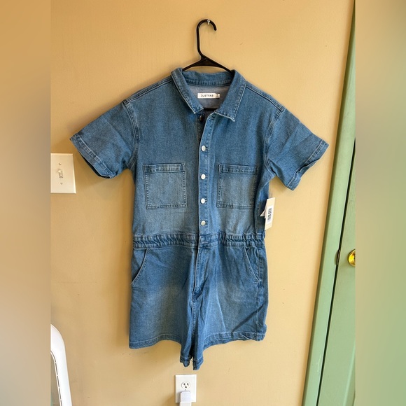 JustFab Pants - JustFab Women’s ' Short Sleeve Denim Romper